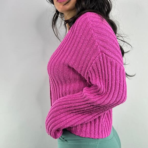 American Eagle Hot Pink Button Front Cardigan Sweater - Picture 4 of 9